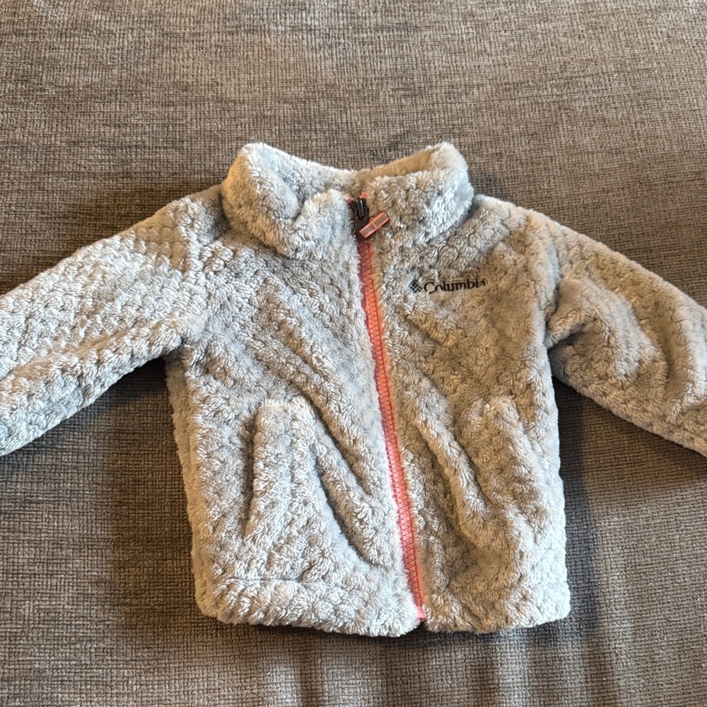 Columbia Gray Fleece Jacket with Pink Zipper